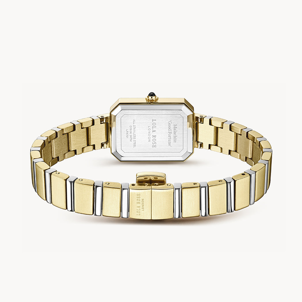 Reloj Malaquita Dorado con Verde