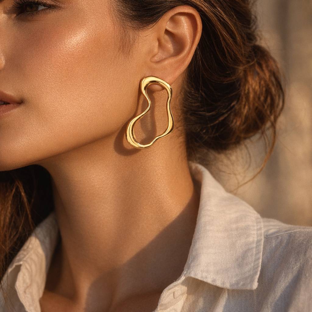 Pendientes Fluid Gold: Diseño Abstracto Gold