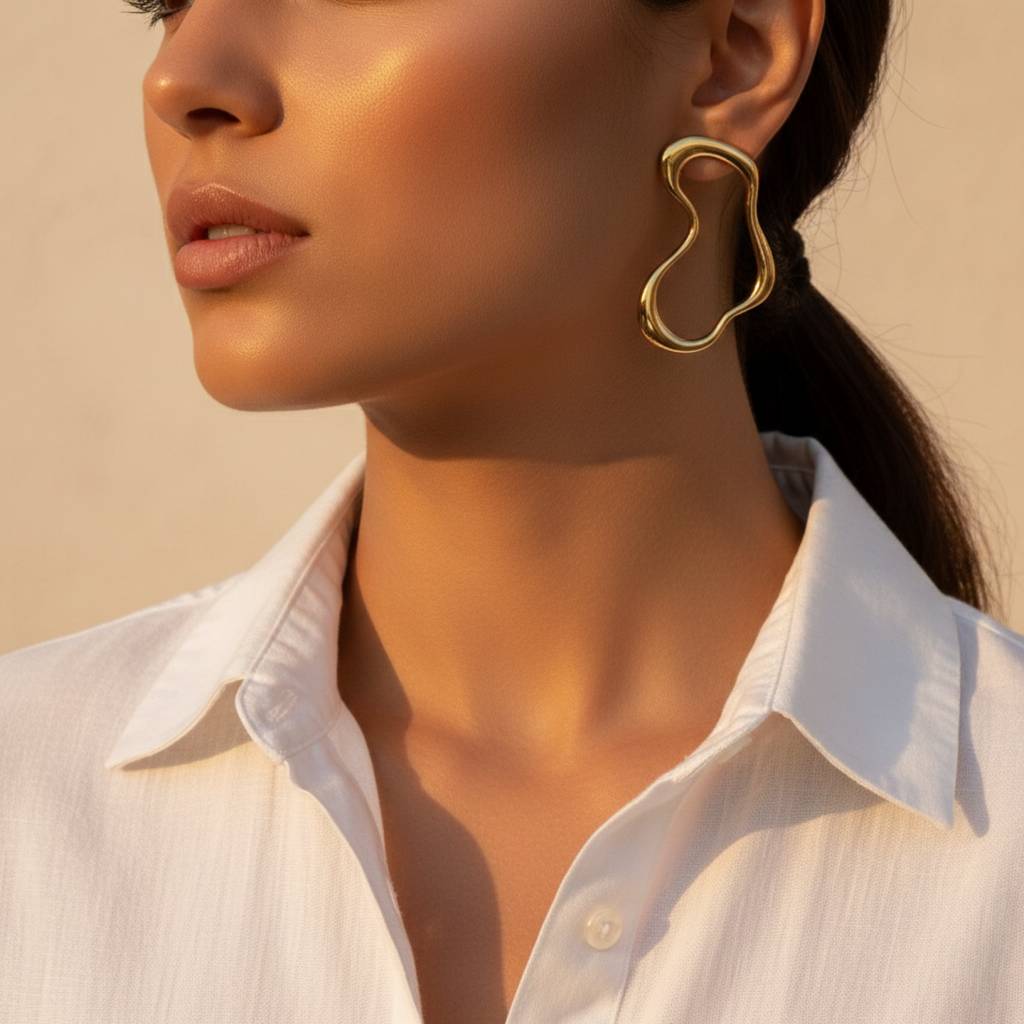 Pendientes Fluid Gold: Diseño Abstracto Gold